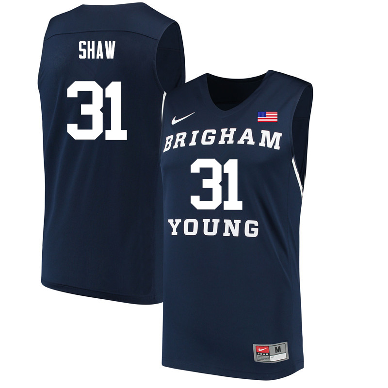 Men #31 Braiden Shaw BYU Cougars College Basketball Jerseys Sale-Navy - Click Image to Close